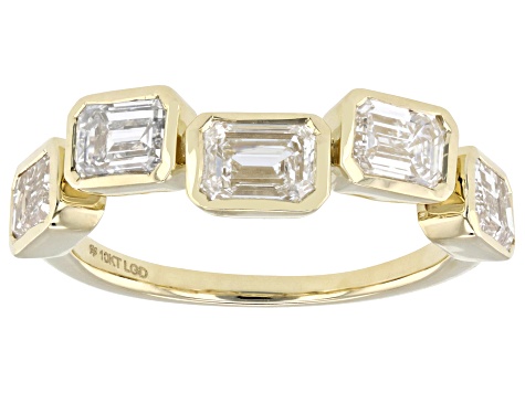 Emerald Cut  White Lab-Grown Diamond H SI1 10K Yellow Gold Band Ring 2.50ctw