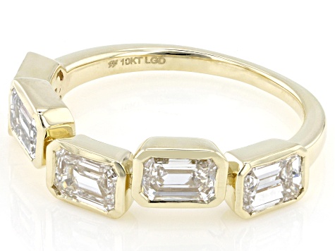 Emerald Cut  White Lab-Grown Diamond H SI1 10K Yellow Gold Band Ring 2.50ctw