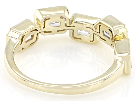 Emerald Cut  White Lab-Grown Diamond H SI1 10K Yellow Gold Band Ring 2.50ctw