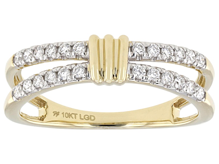 White Lab-Grown Diamond H SI1 10K Yellow Gold Band Ring 0.25ctw