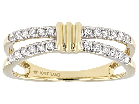 White Lab-Grown Diamond H SI1 10K Yellow Gold Band Ring 0.25ctw