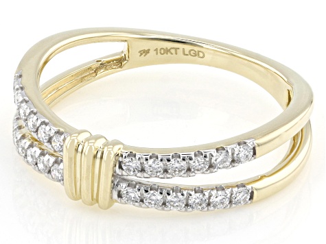 White Lab-Grown Diamond H SI1 10K Yellow Gold Band Ring 0.25ctw