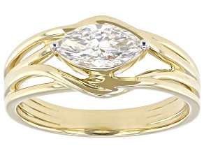 Marquise White Lab-Grown Diamond H SI1 10K Yellow Gold Solitaire Ring 0.75ct