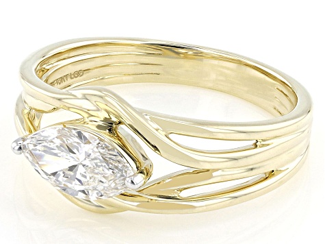 Marquise White Lab-Grown Diamond H SI1 10K Yellow Gold Solitaire Ring 0.75ct