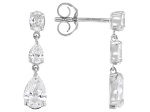 Pear Shape and Oval White Lab-Grown Diamond H SI1 10K White Gold Dangle Earrings 1.15ctw