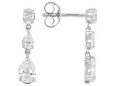 Pear Shape and Oval White Lab-Grown Diamond H SI1 10K White Gold Dangle Earrings 1.15ctw
