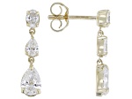 Pear Shape and Oval White Lab-Grown Diamond H SI1 10K Yellow Gold Dangle Earrings 1.15ctw