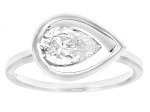 Pear Shape White Lab-Grown Floating Diamond G VS2 10K White Gold Solitaire Ring 1.00ct