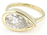 Pear Shape White Lab-Grown Floating Diamond G VS 10K Yellow Gold Solitaire Ring 3.00ct
