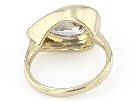 Pear Shape White Lab-Grown Floating Diamond G VS 10K Yellow Gold Solitaire Ring 3.00ct
