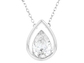 Pear Shape White Lab-Grown Floating Diamond G VS2 10K White Gold Solitaire Pendant With Chain 1.00ct