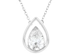 Pear Shape White Lab-Grown Floating Diamond G VS2 10K White Gold Solitaire Pendant With Chain 1.00ct