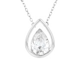 Pear Shape White Lab-Grown Floating Diamond G VS2 10K White Gold Solitaire Pendant With Chain 1.00ct