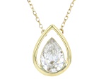 Pear Shape White Lab-Grown Floating Diamond G VS2 10K Yellow Gold Solitaire Pendant W/Chain 1.00ct