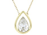 Pear Shape White Lab-Grown Floating Diamond G VS2 10K Yellow Gold Solitaire Pendant W/Chain 1.00ct