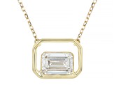 Emerald Cut White Lab-Grown Floating Diamond G VS2 10K Yellow Gold Solitaire Pendant W/Chain 1.00ct