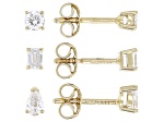 White Lab-Grown Diamond H SI 14K Yellow Gold Over Silver Earring Set of 3 0.60ctw
