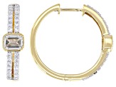 Emerald Cut and Round White Lab-Grown Diamond H SI 14K Yellow Gold Over Silver Hoop Earrings 1.50ctw