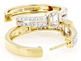 Emerald Cut and Round White Lab-Grown Diamond H SI 14K Yellow Gold Over Silver Hoop Earrings 1.50ctw