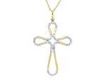 Round Lab-Grown Diamond H SI 14K Yellow Gold Over Silver Cross Pendant With Cable Chain 0.25ctw