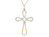Round Lab-Grown Diamond H SI 14K Yellow Gold Over Silver Cross Pendant With Cable Chain 0.25ctw