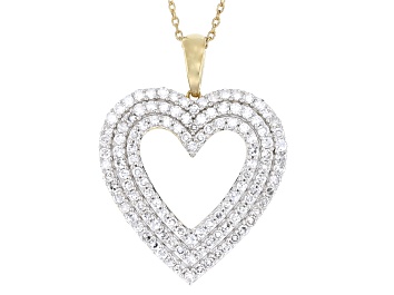 Picture of Round Lab-Grown Diamond H SI 14K Yellow Gold Over Silver Heart Pendant With Cable Chain 2.00ctw