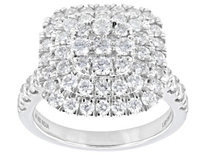 Round White Lab-Grown Diamond H SI Rhodium Over Sterling Silver Cluster Ring 2.00ctw