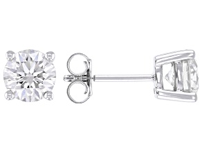 Round White Lab-Grown Diamond E-F VS 14K White Gold Solitaire Stud Earrings 2.00ctw