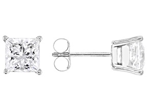 Princess Cut White Lab-Grown Diamond E-F VS 14K White Gold Solitaire Stud Earrings 2.00ctw