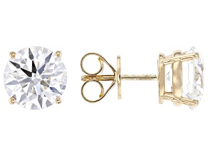 Round White Lab-Grown Diamond E-F VS 14K Yellow Gold Solitaire Stud Earrings 3.50ctw
