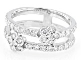 Round White Lab-Grown Diamond G-H VS Rhodium Over Sterling Silver Ring 1.15ctw