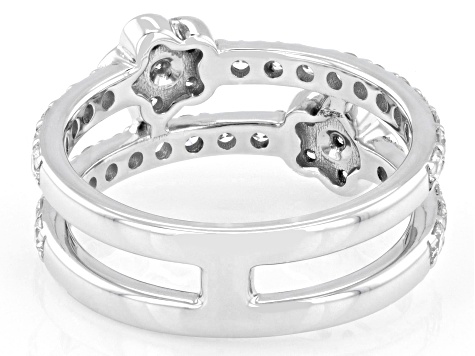Round White Lab-Grown Diamond G-H VS Rhodium Over Sterling Silver Ring 1.15ctw