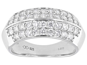 Round White Lab-Grown Diamond G-H VS Rhodium Over Sterling Silver Ring 1.10ctw