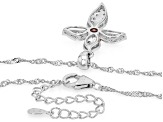 Pink And White Round Lab-Grown Diamond Rhodium Over Silver Cross Pendant With Singapore Chain .75ctw