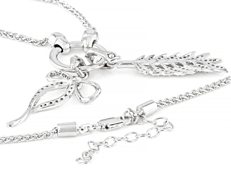 Round Lab-Grown Diamond G-H SI1 Rhodium Over Silver Enhancers With Wheat Chain Necklace 1.00ctw