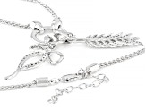 Round Lab-Grown Diamond G-H SI1 Rhodium Over Silver Enhancers With Wheat Chain Necklace 1.00ctw