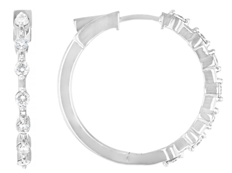 Round White Lab-Grown Diamond H SI Rhodium Over Sterling Silver Hoop Earrings 0.50ctw