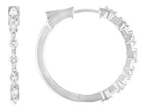 Round White Lab-Grown Diamond H SI Rhodium Over Sterling Silver Hoop Earrings 0.50ctw
