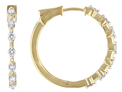 Round White Lab-Grown Diamond H SI 14K Yellow Gold Over Sterling Silver Hoop Earrings 0.50ctw