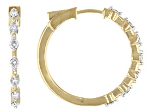 Round White Lab-Grown Diamond H SI 14K Yellow Gold Over Sterling Silver Hoop Earrings 0.50ctw