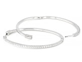 Round White Lab-Grown Diamond H SI Rhodium Over Sterling Silver Hoop Earrings 1.00ctw