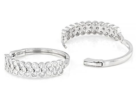 Round White Lab-Grown Diamond H SI Rhodium Over Sterling Silver Hoop Earrings 2.00ctw