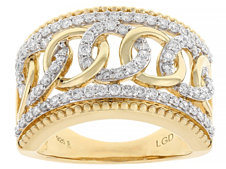 Round White Lab-Grown Diamond H SI 14K Yellow Gold Over Sterling Silver Ring 0.75ctw