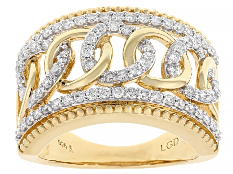 Round White Lab-Grown Diamond H SI 14K Yellow Gold Over Sterling Silver Ring 0.75ctw