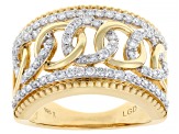 Round White Lab-Grown Diamond H SI 14K Yellow Gold Over Sterling Silver Ring 0.75ctw