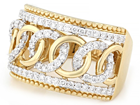 Round White Lab-Grown Diamond H SI 14K Yellow Gold Over Sterling Silver Ring 0.75ctw