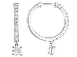 Round White Lab-Grown Diamond H SI Rhodium Over Sterling Silver Huggie Earrings 1.00ctw
