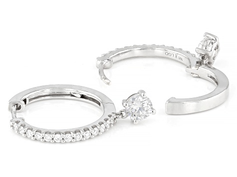 Round White Lab-Grown Diamond H SI Rhodium Over Sterling Silver Huggie Earrings 1.00ctw