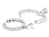 Pear Shape and Round White Lab-Grown Diamond H SI Rhodium Over Silver Huggie Earrings 1.00ctw