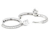 Oval and Round White Lab-Grown Diamond H SI Rhodium Over Silver Huggie Earrings 1.00ctw